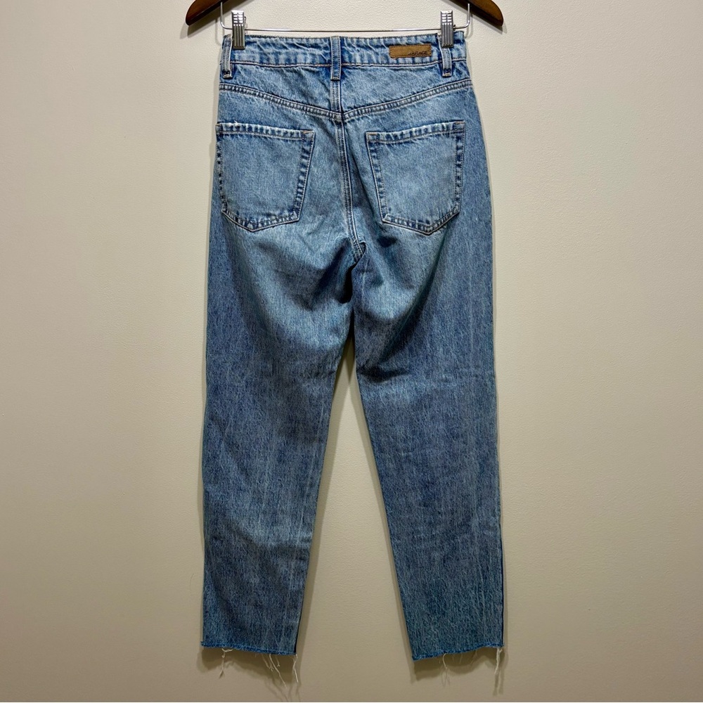 Garage Two Tone High Rise Mom Jeans Raw Hem Blue Denim Size 0 - Picture 5 of 8